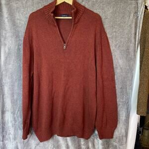 Croft Barrow 1/4 Zip Sweater Rust Men Sz XXL Grandpa Cabin Cozy Outdoor Normcore